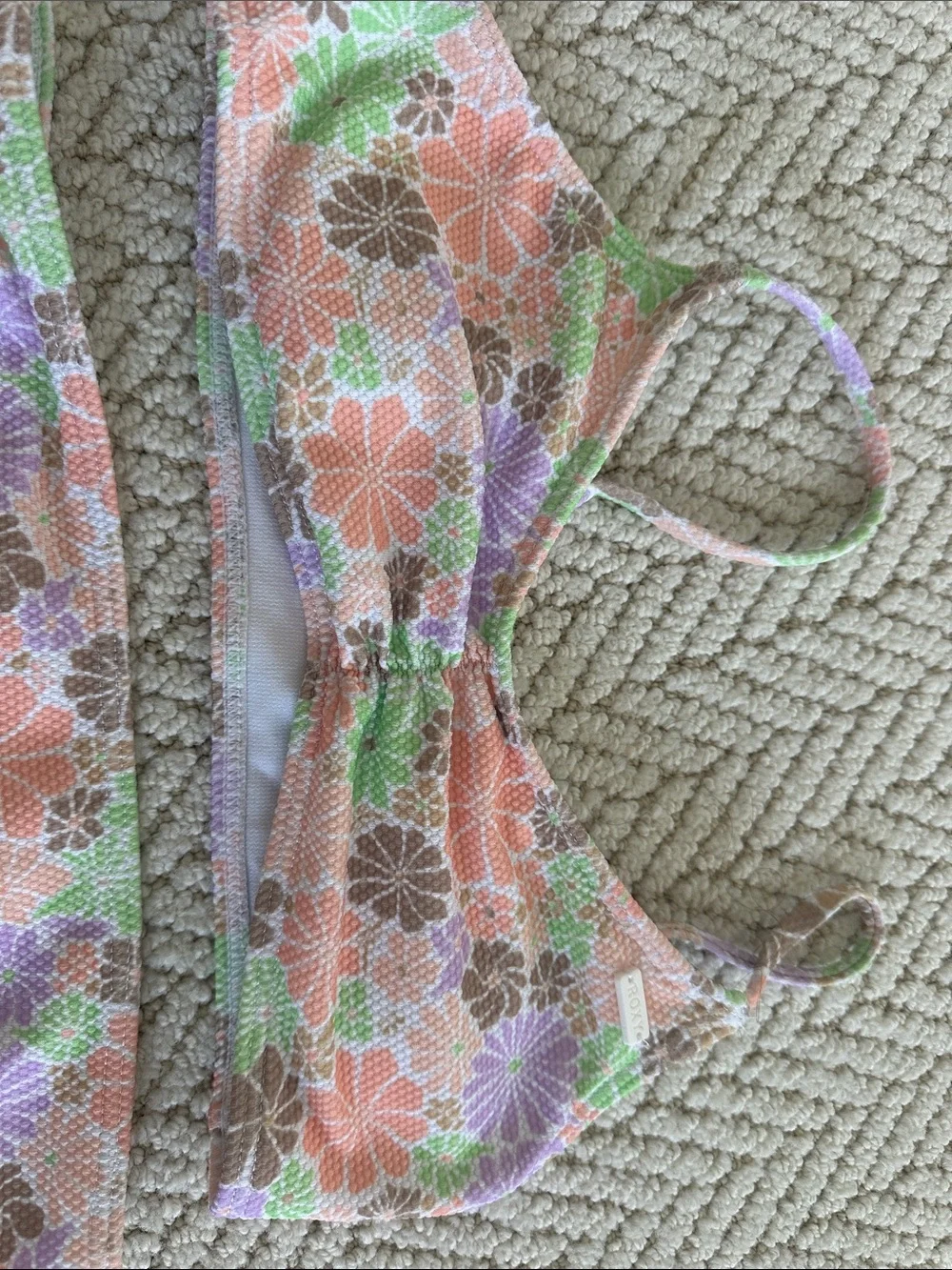 Roxy Girls Floral Bikini in Peach, Green & Lavender